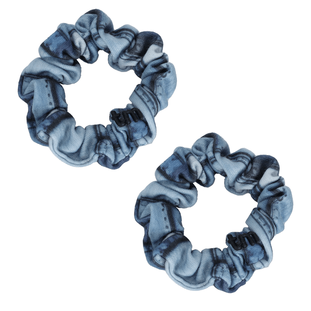 Tis Me Accessories Jellybeanzkids Tis Me Denim Patchwork Mini Scrunchie Set- Blue One Size