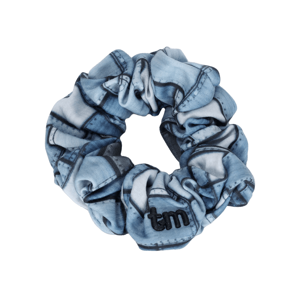 Tis Me Accessories Jellybeanzkids Tis Me Denim Patchwork Standard Scrunchie- Denim One Size