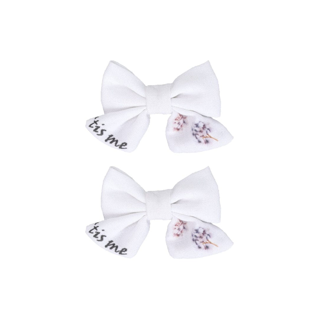 Tis Me Accessories Jellybeanzkids Tis Me Handsketched Mini Bow Clip Set-White Hydrangeas One Size