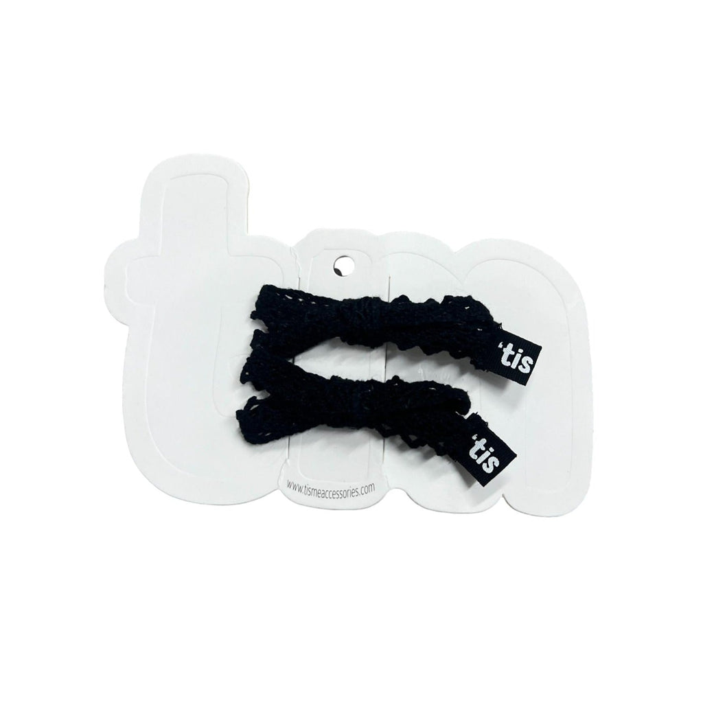 Tis Me Accessories Jellybeanzkids Tis Me Lace Mini Bow Clip Set- Black One Size