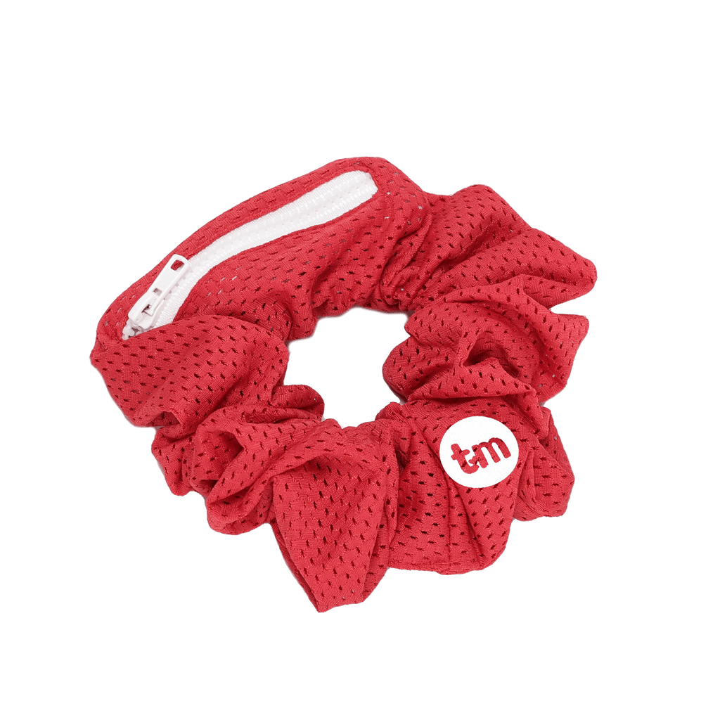Tis Me Accessories Jellybeanzkids Tis Me Standard  Scrunchies + Zipper Pocket  Glow In The Dark Logo- Sports Mesh Collection- Red One Size