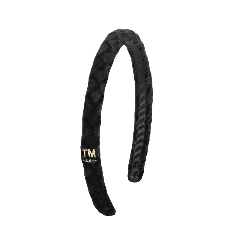 Tis Me Accessories Jellybeanzkids Tis Me Luxe Velvet .5" Narrow Rounded Headband- Black OS