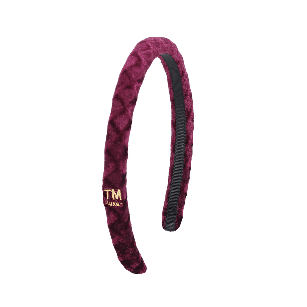 Tis Me Accessories Jellybeanzkids Tis Me Luxe Velvet .5" Narrow Rounded Headband- Deep Burgundy OS