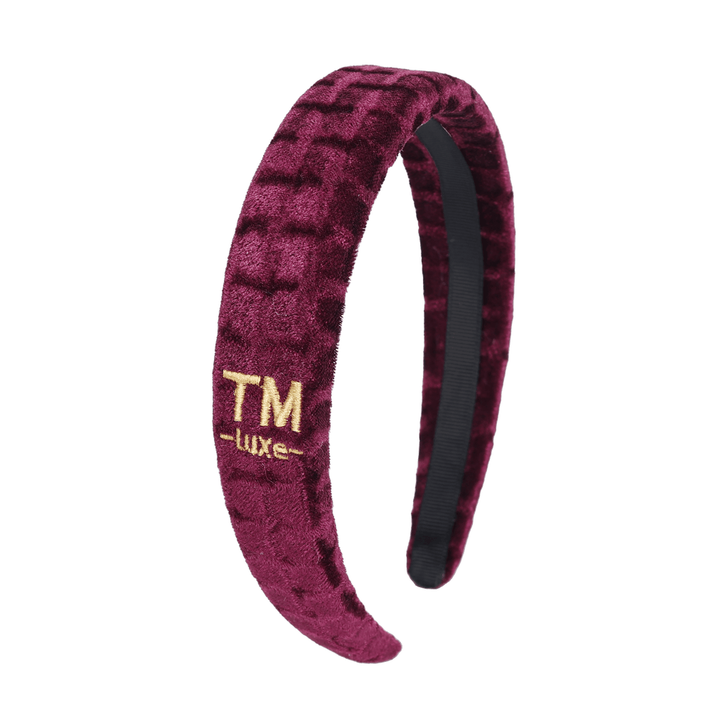Tis Me Accessories Jellybeanzkids Tis Me Luxe Velvet Hard Headband- Deep Burgundy OS
