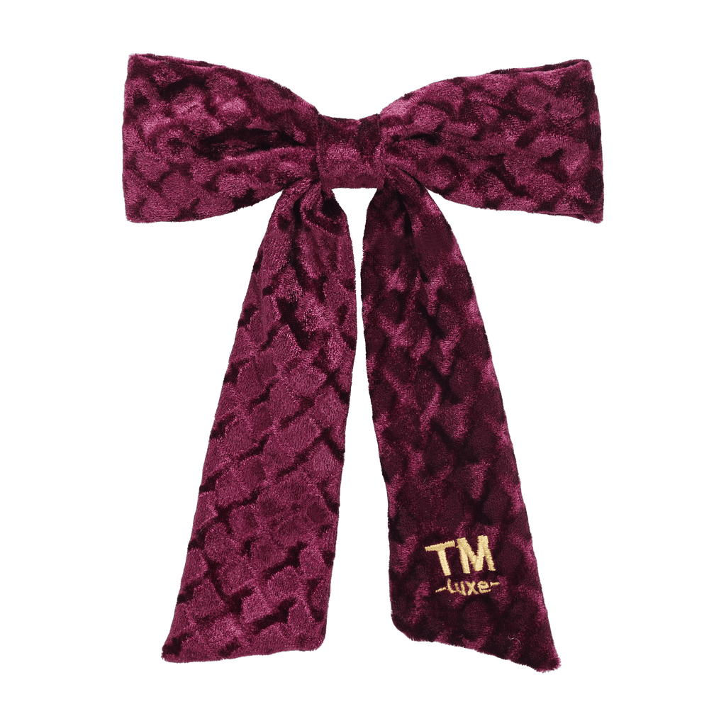 Tis Me Accessories Jellybeanzkids Tis Me Luxe Velvet Large Bow Clip- Deep Burgundy OS
