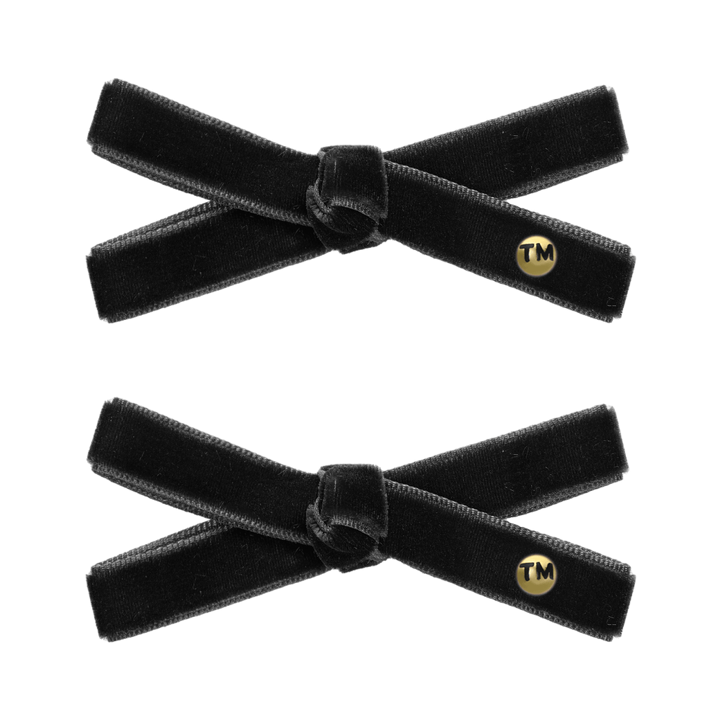 Tis Me Accessories Jellybeanzkids Tis Me Velvet Bow Clip Set of 2- Black OS