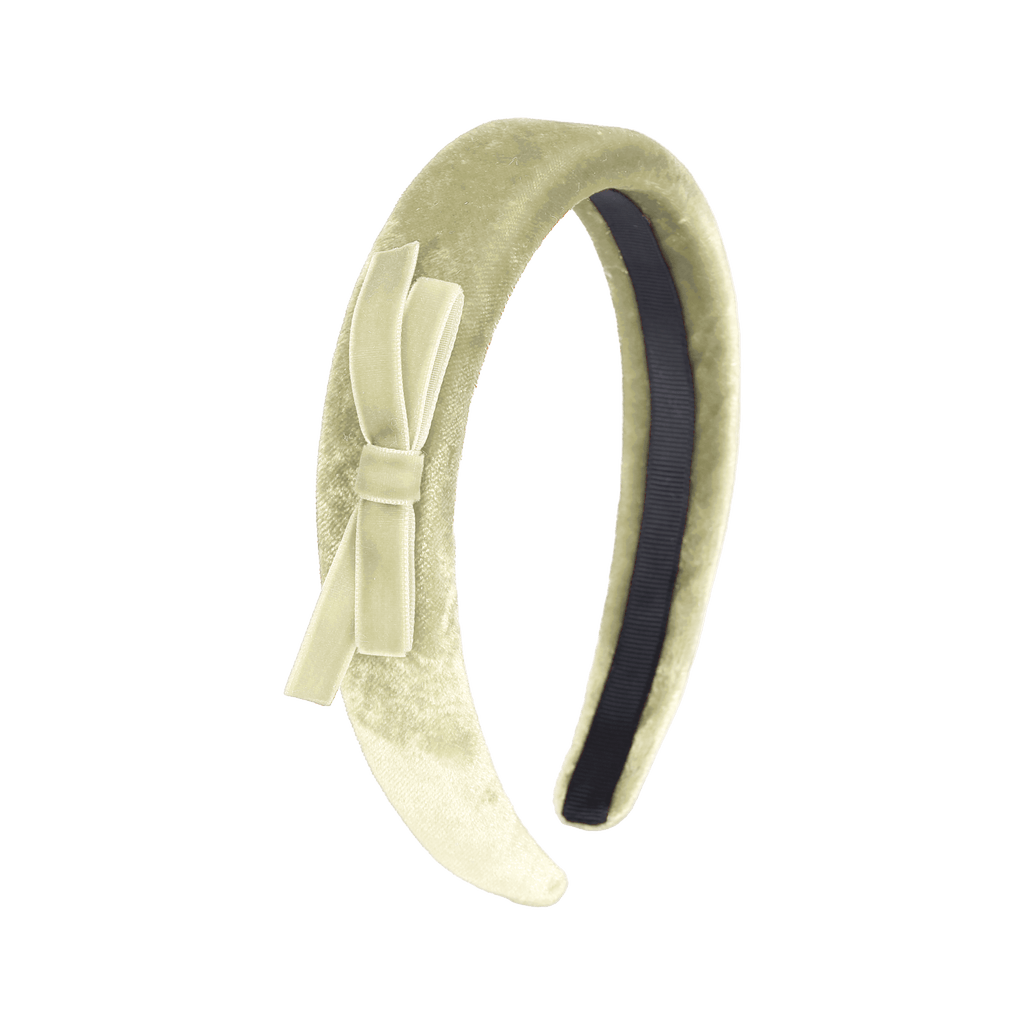 Tis Me Accessories Jellybeanzkids Tis Me Velvet Ribbon Hard Headband Side Bow- Cream OS