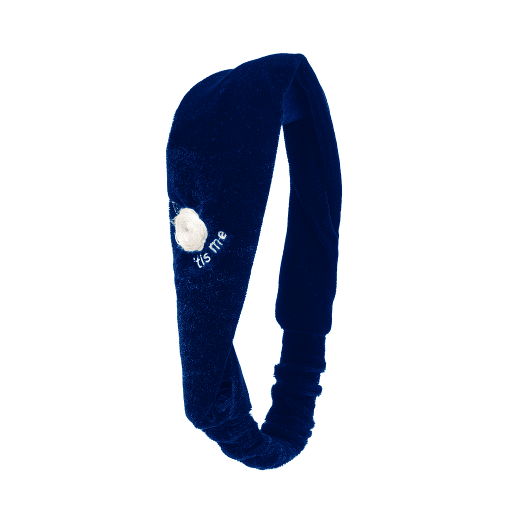 Tis Me Headband Jellybeanzkids Tis Me Velvet Embroidery 2"  Soft Headband- Blue OS