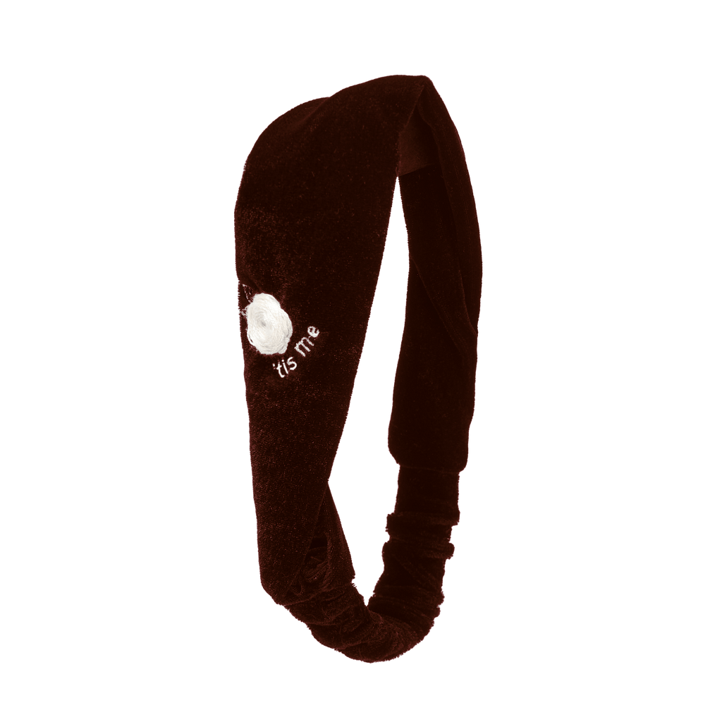 Tis Me Headband Jellybeanzkids Tis Me Velvet Embroidery 2"  Soft Headband- Brown OS