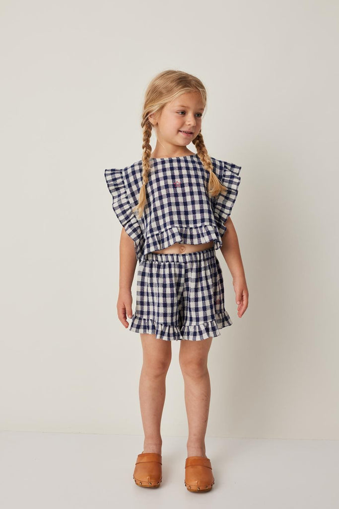 Tocoto Vintage Blouse Jellybeanzkids Tocoto Vichy Check Top Blouse with Side Openings