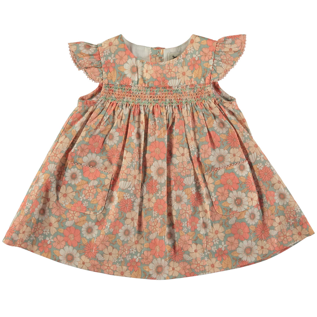Tocoto Vintage Dress Jellybeanzkids Tocoto Vintage Floral Baby Dress- Pink
