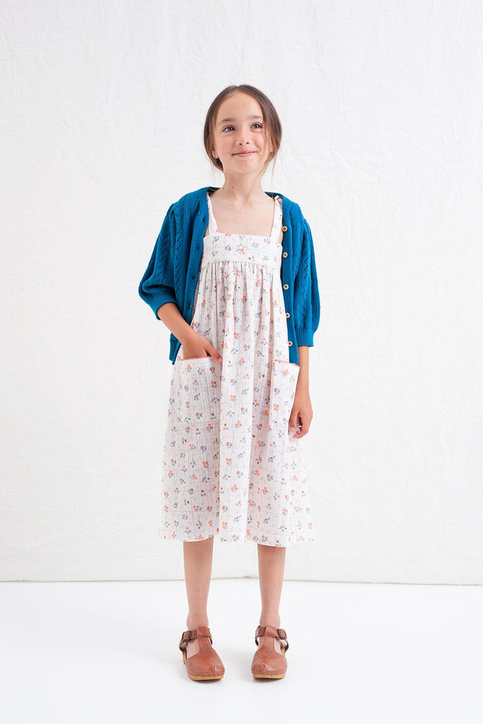 Tocoto Vintage Dress Jellybeanzkids Tocoto Vintage Long Checked Dress with Straps- Off White