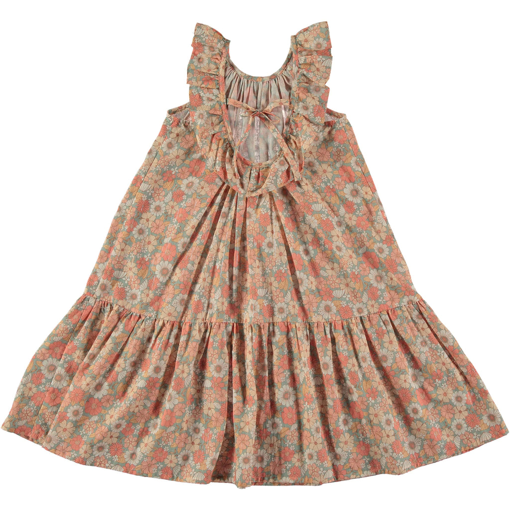 Tocoto Vintage Dress Jellybeanzkids Tocoto Vintage Long Floral Dress with Straps- Pink