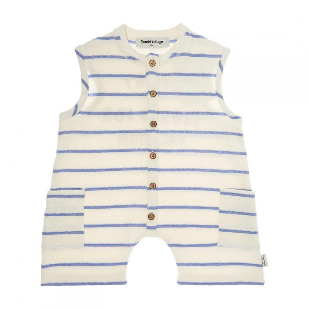 Tocoto Vintage Overalls Jellybeanzkids Tocoto Striped Overall-Blue
