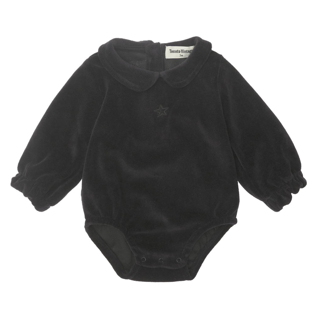 Tocoto Vintage Romper Jellybeanzkids Tocoto Vintage Velvet Bodysuit- Black