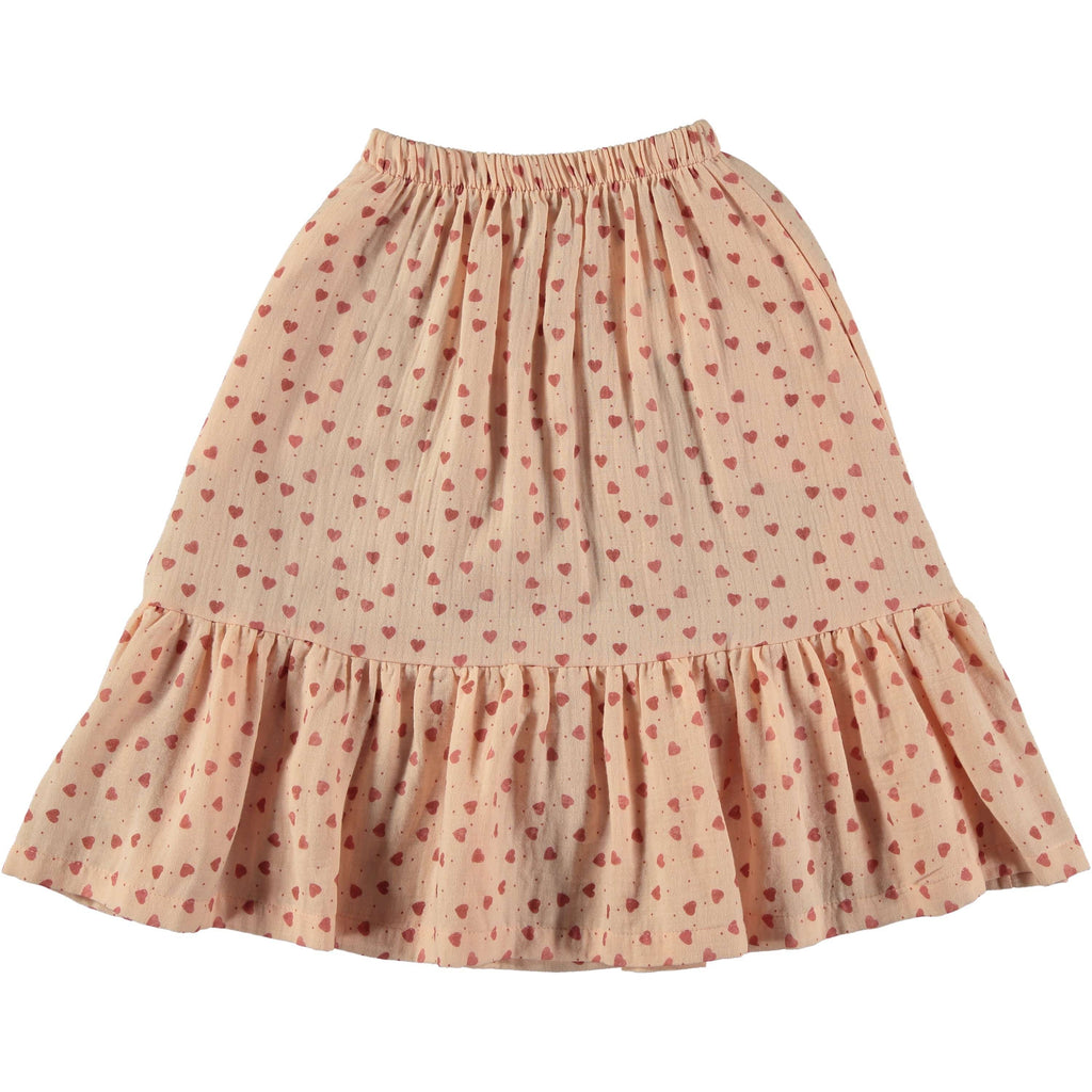 Tocoto Vintage Skirt Jellybeanzkids Tocoto Vintage Heart Print Midi Skirt- Pink