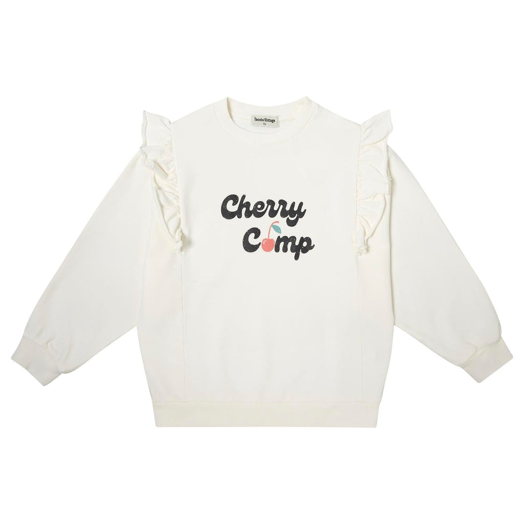 Tocoto Vintage Sweatshirt Jellybeanzkids Tocoto Girls Cherry Camp Sweatshirt-Off White