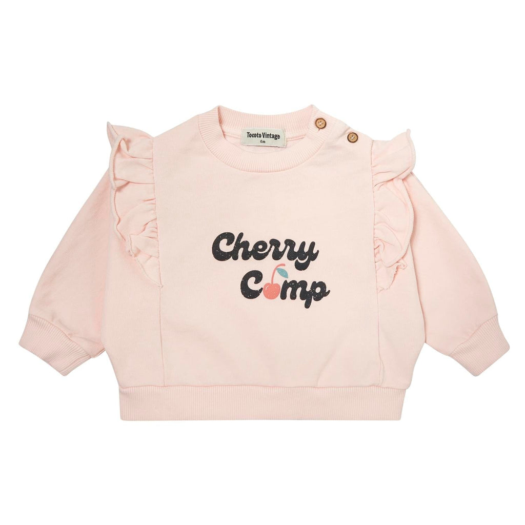 Tocoto Vintage Sweatshirt Jellybeanzkids Tocoto Girls Cherry Camp Sweatshirt-Pink