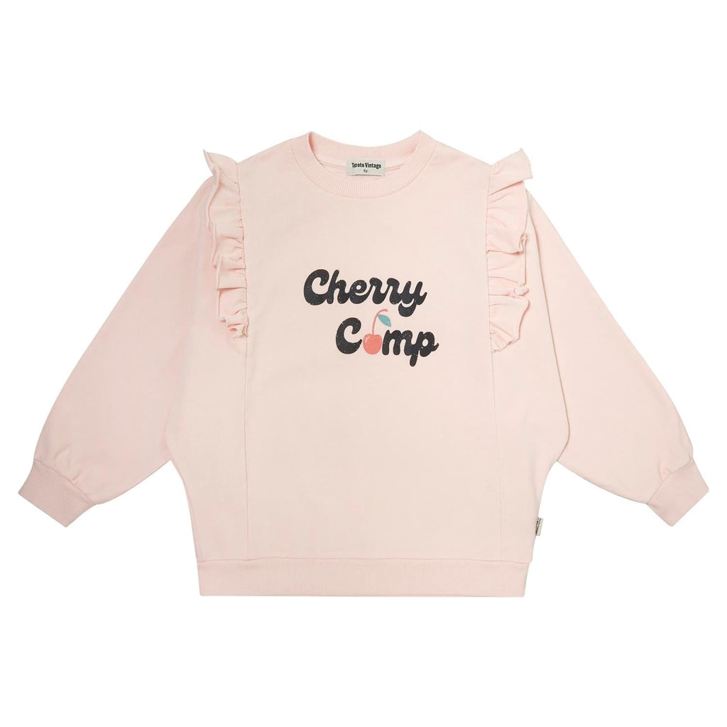 Tocoto Vintage Sweatshirt Jellybeanzkids Tocoto Girls Cherry Camp Sweatshirt-Pink