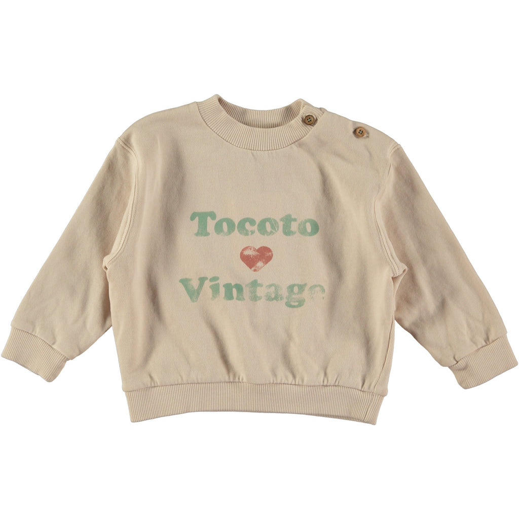 Tocoto Vintage Sweatshirt Jellybeanzkids Tocoto Vintage Baby Love Vintage Sweatshirt- Beige