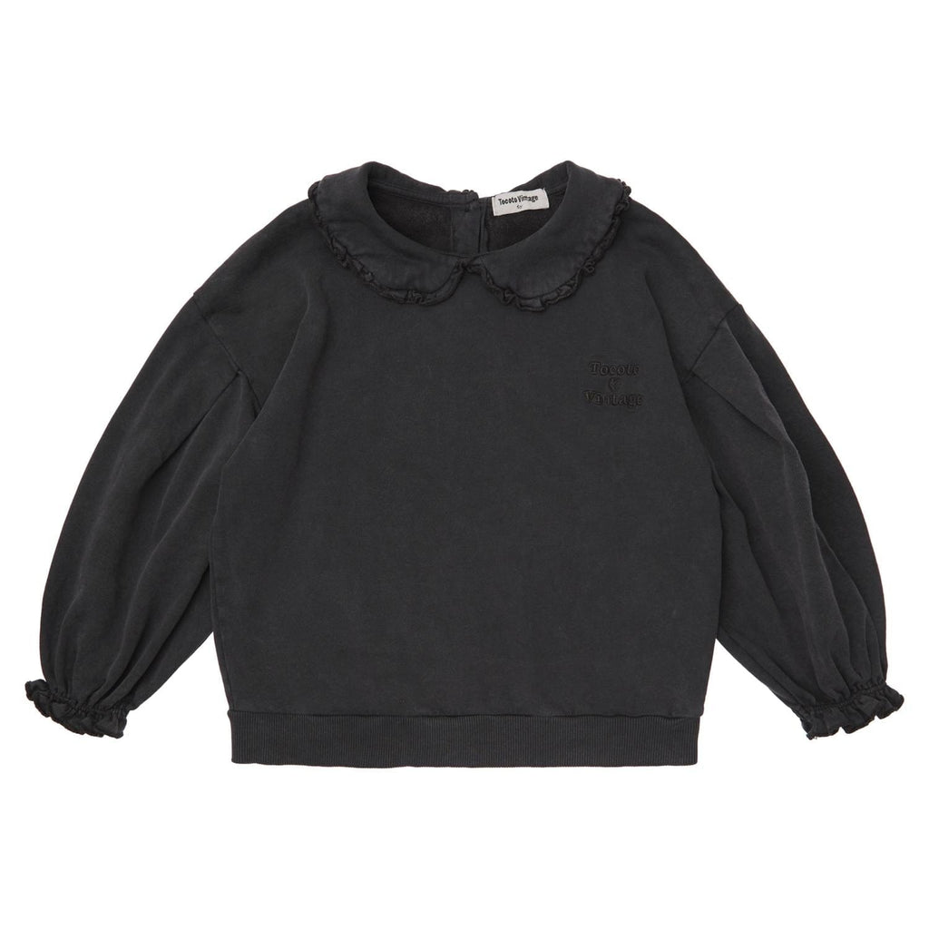 Tocoto Vintage Sweatshirt Jellybeanzkids Tocoto Vintage Babydoll Kid Sweatshirt- Dark Grey