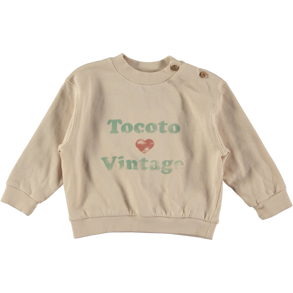 Tocoto Vintage Sweatshirt Jellybeanzkids Tocoto Vintage Love Vintage Kid Sweatshirt- Beige