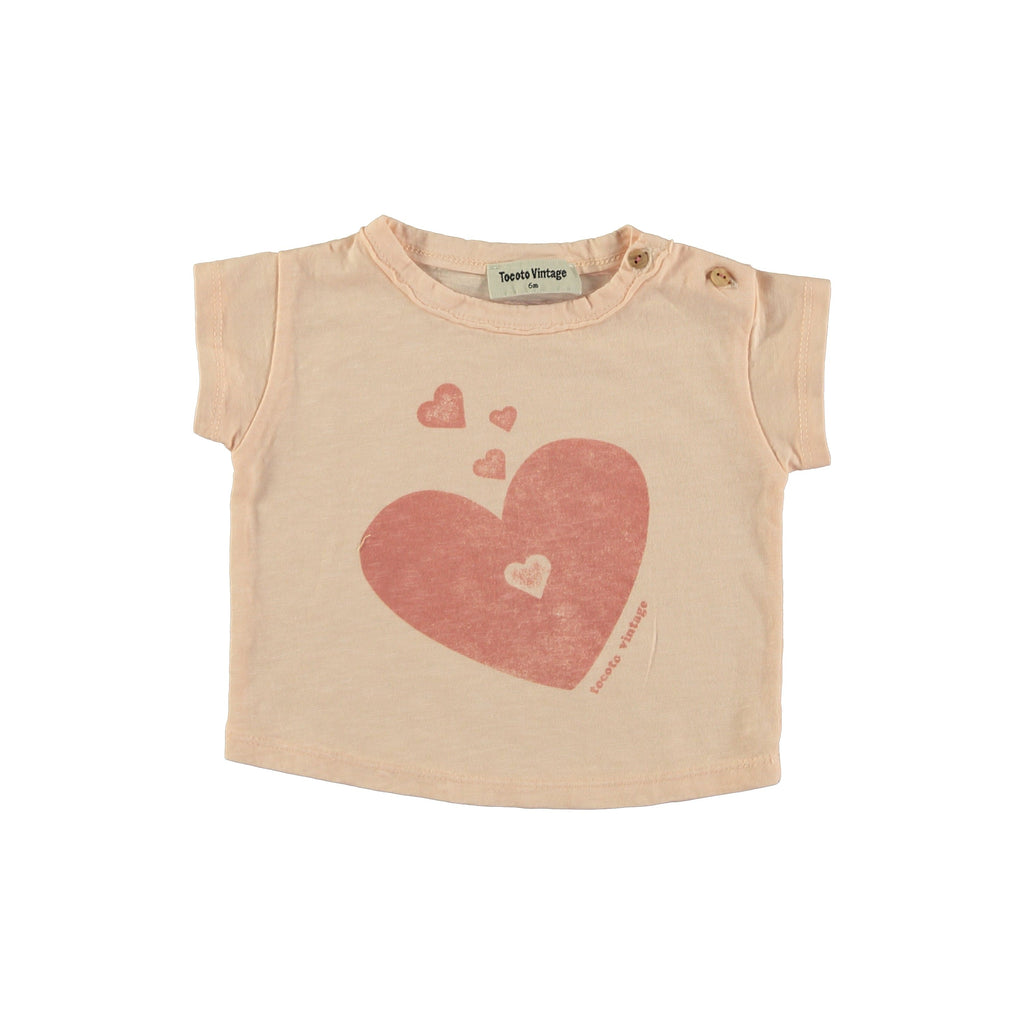 Tocoto Vintage T-shirt Jellybeanzkids Tocoto Vintage Baby Hearts T-shirt- Pink