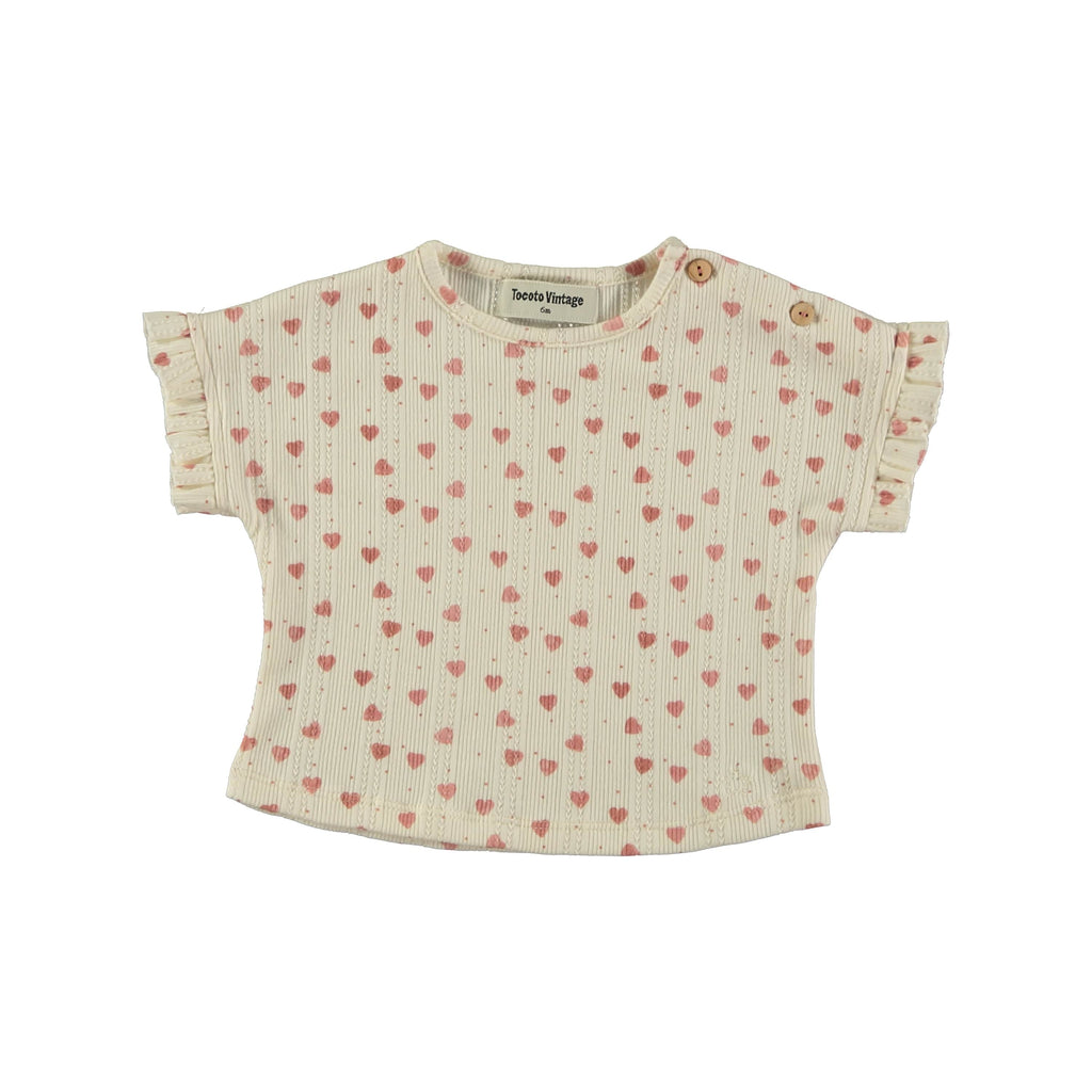 Tocoto Vintage T-shirt Jellybeanzkids Tocoto Vintage Baby Openwork T-shirt with Hearts