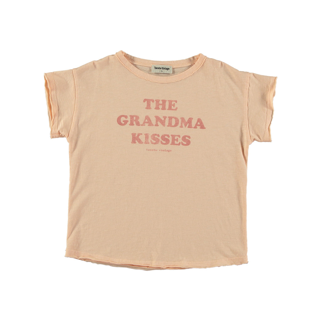 Tocoto Vintage T-shirt Jellybeanzkids Tocoto Vintage "Grandma Kisses" Print T-shirt- Pink