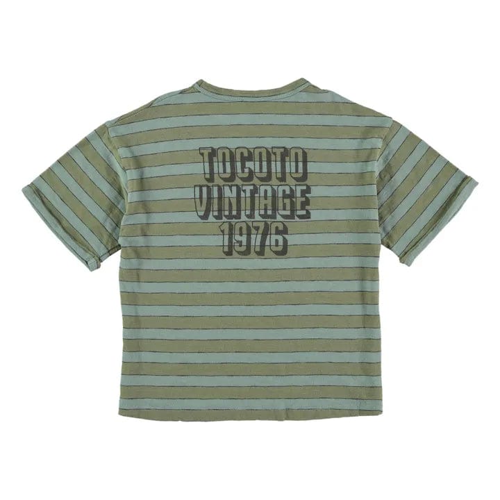 Tocoto Vintage T-shirt Jellybeanzkids Tocoto Vintage Striped 1976 T-Shirt- Green