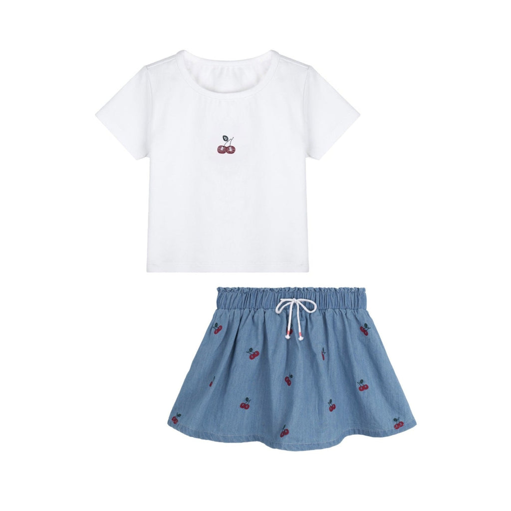 Tricot Bebe Set Jellybeanzkids Tricot Bebe Denim Cherry Skirt Set