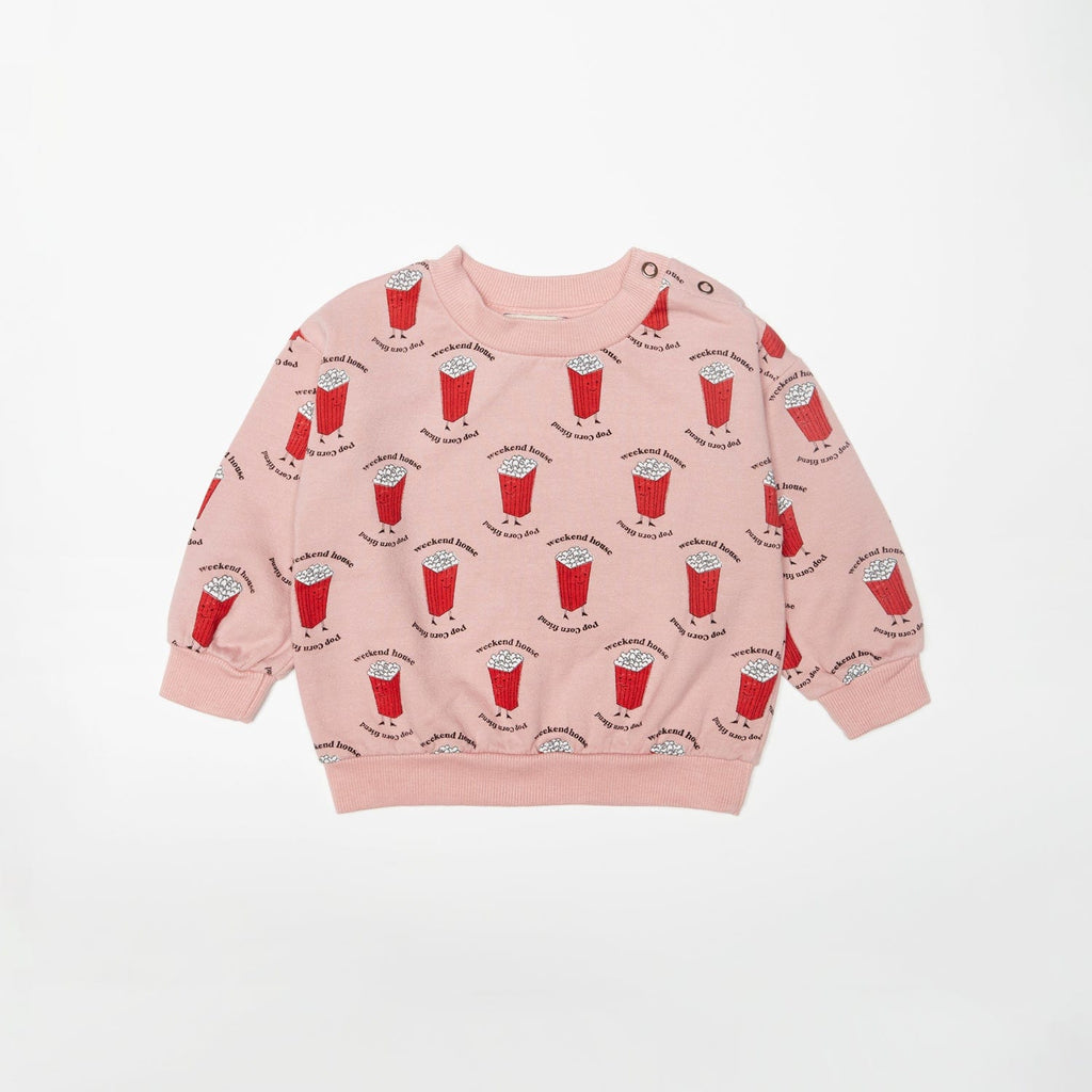 Weekend House Kid Sweatshirt Jellybeanzkids Weekend Pop Corn All over Sweatshirt-Rose