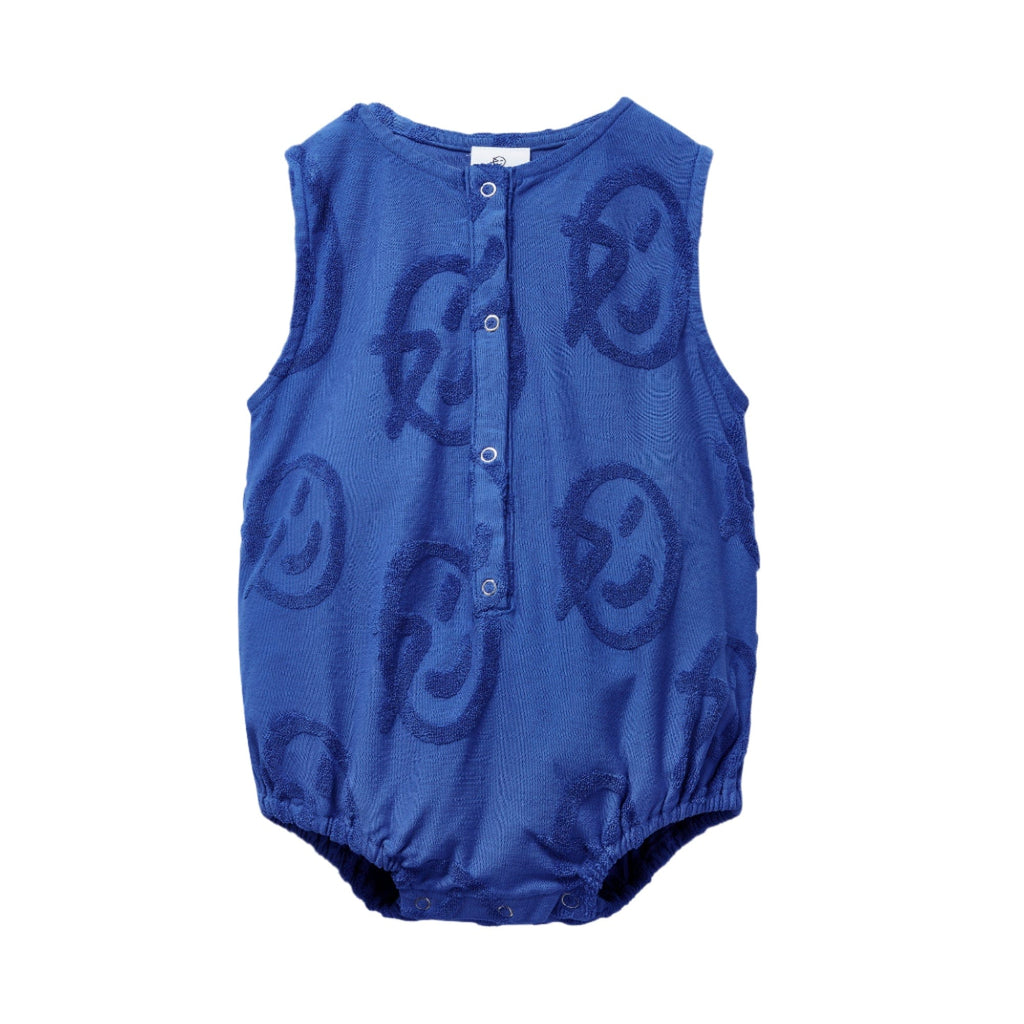 Wynken Romper Jellybeanzkids Wynken Mini Jersey Romper- Blue Logo