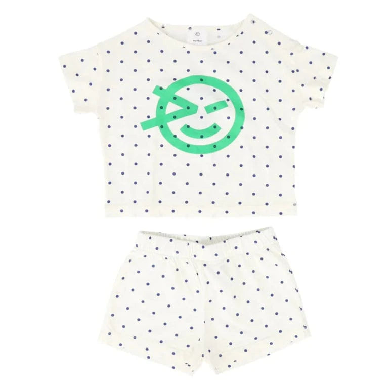 Wynken T-shirt Jellybeanzkids Wynken Polka Dot Set- Ecru/Green