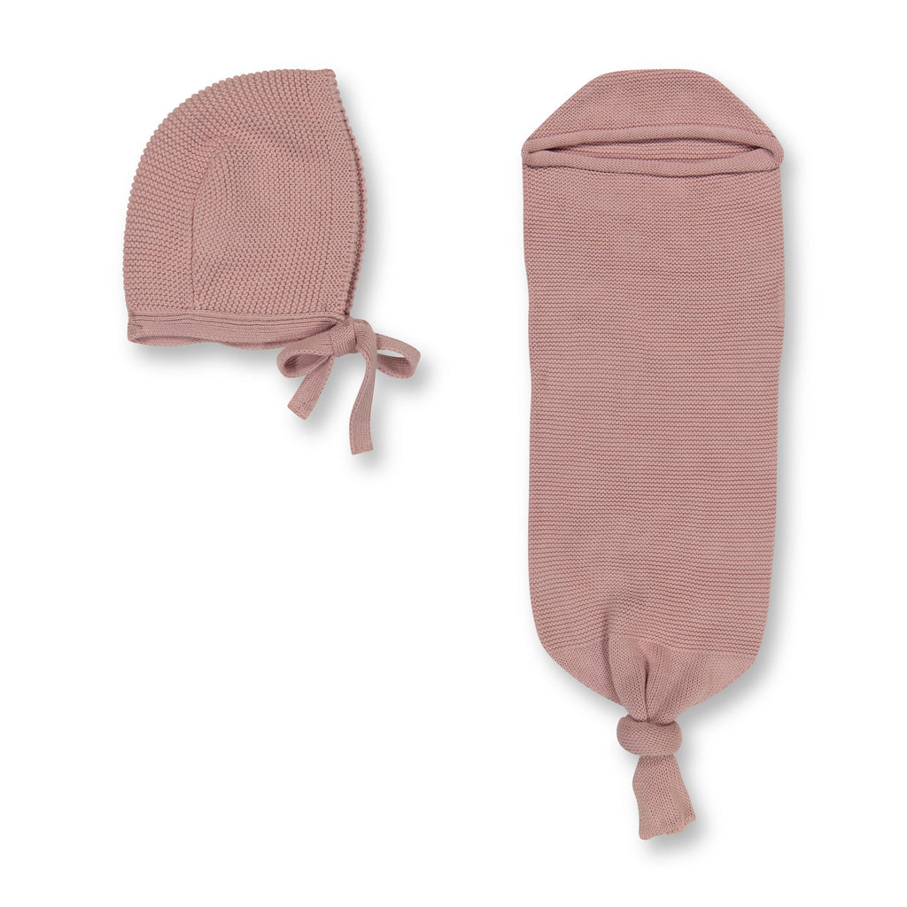 Zandino Couture Blanket Jellybeanzkids Zandino Couture Knit Cocoon & Bonnet - Mauve OS