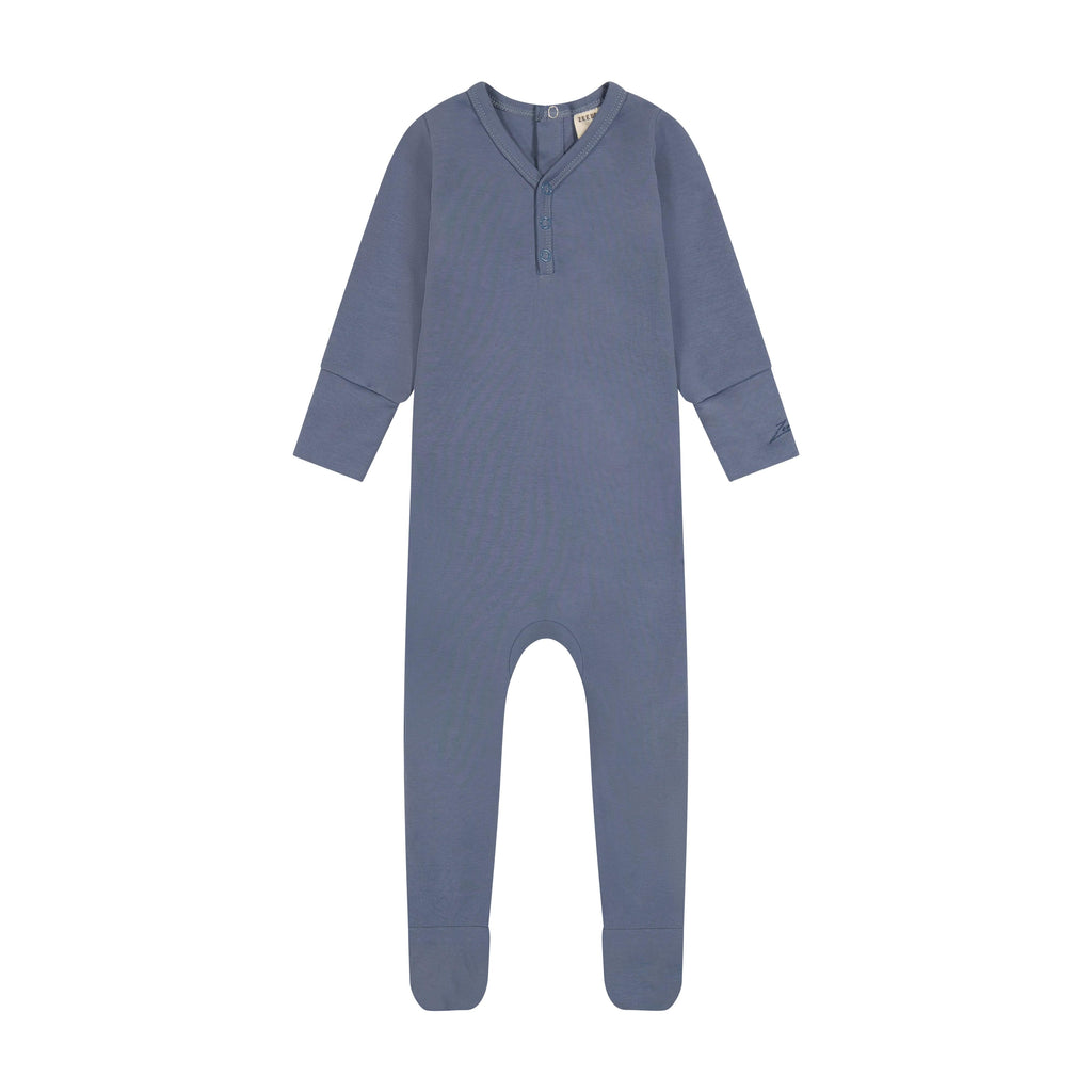 Zeebra Kids footie Jellybeanzkids Zeebra Henley Collection Footie- Slate Blue