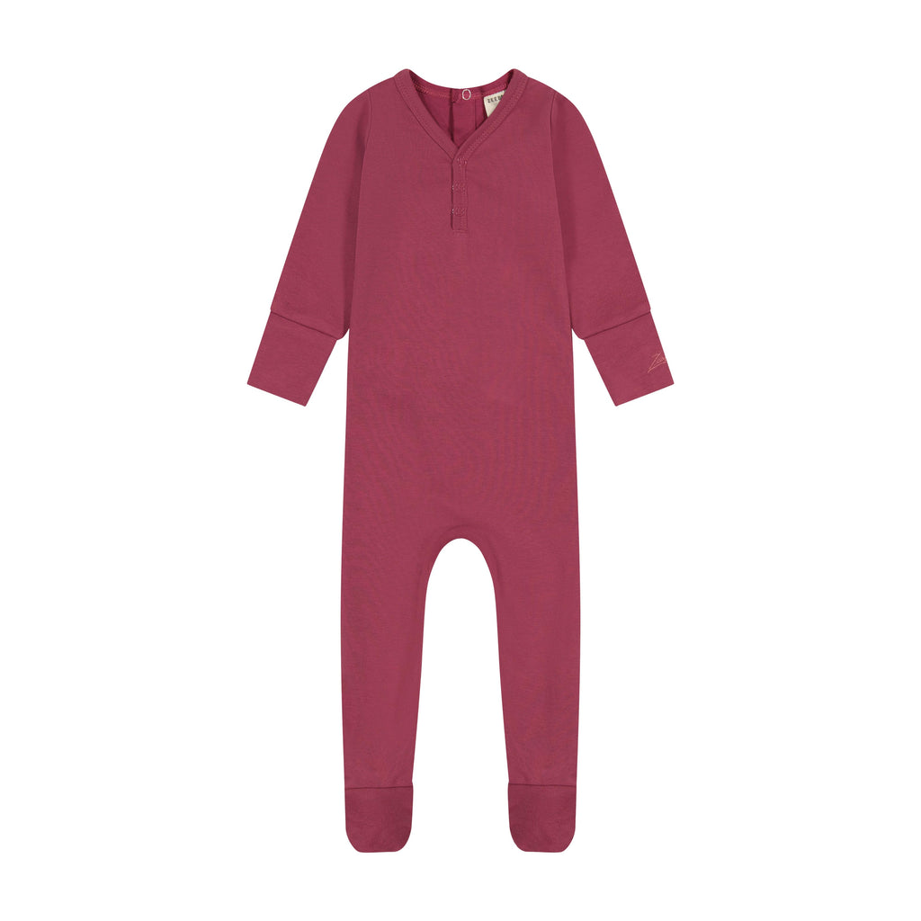 Zeebra Kids footie Jellybeanzkids Zeebra Henley Collection Footie With Beanie- Berry