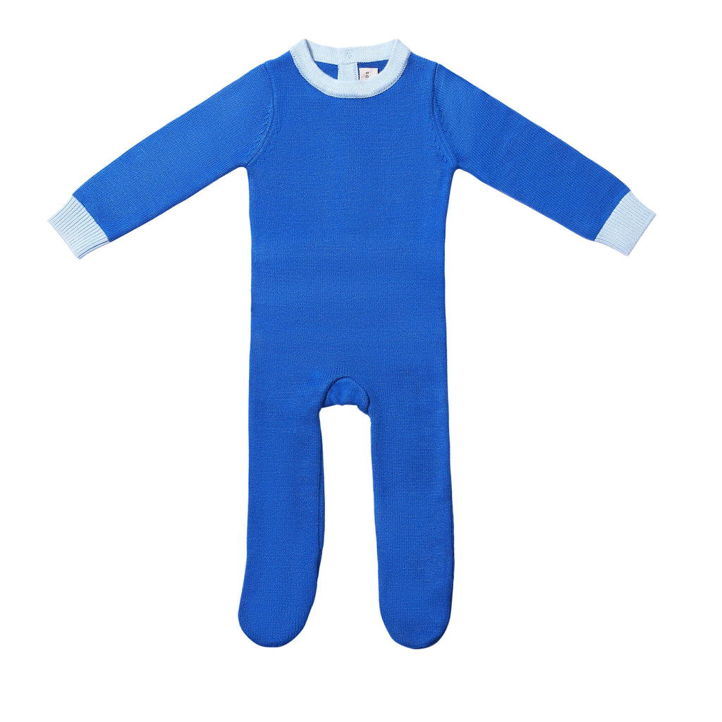 Zeebra Kids Footie Jellybeanzkids Zeebra Knit Neon Footie - Cobalt Blue