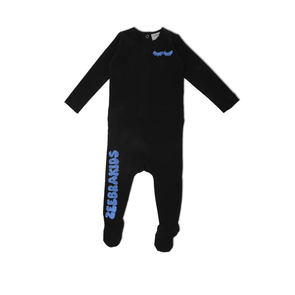 Zeebra Kids footie Jellybeanzkids Zeebra Text Footie-Cobalt Blue