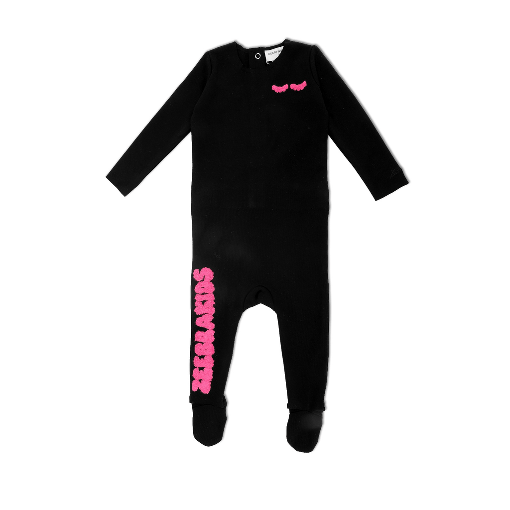 Zeebra Kids footie Jellybeanzkids Zeebra Text Footie-Hot Pink