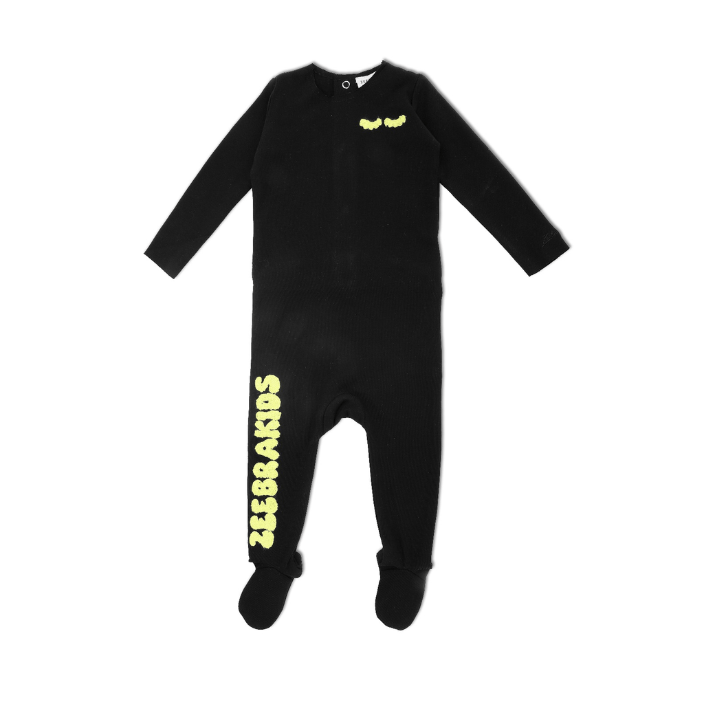 Zeebra Kids footie Jellybeanzkids Zeebra Text Footie-Lime