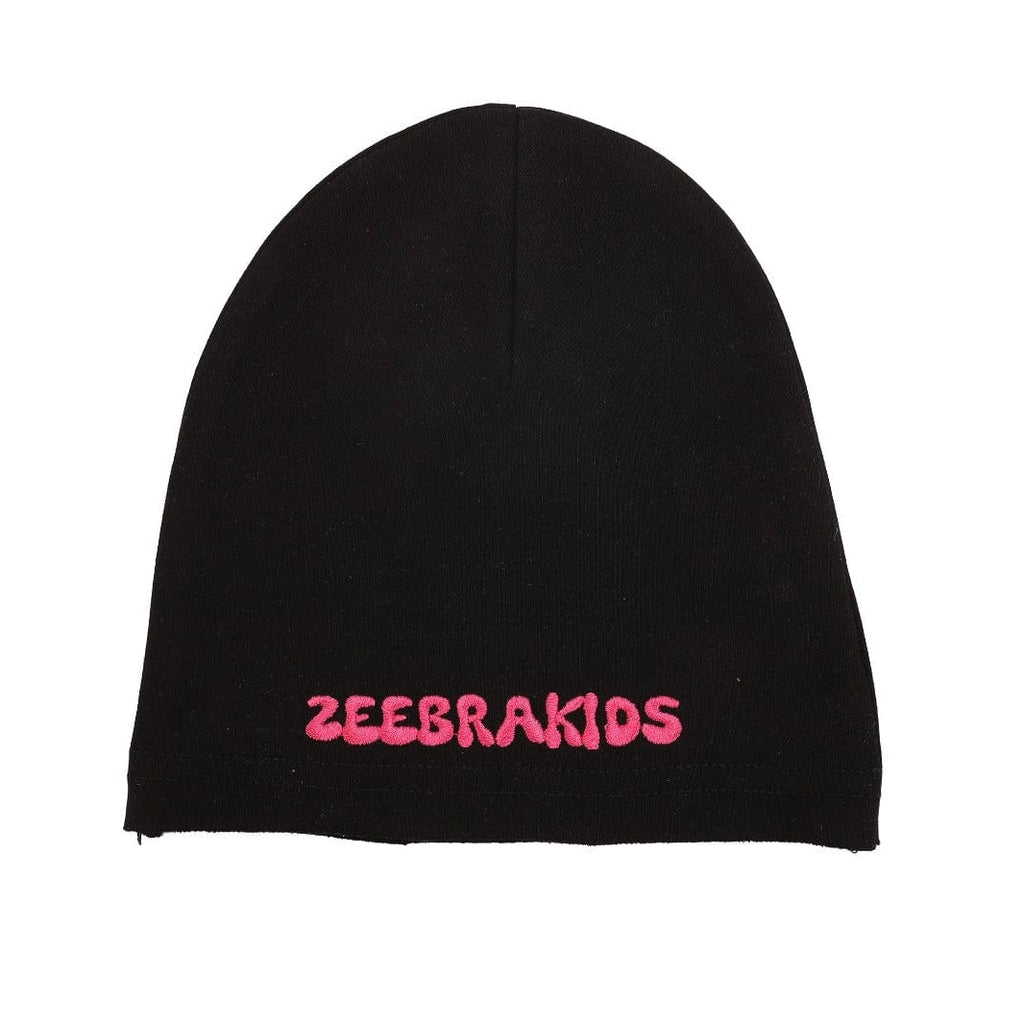 Zeebra Kids footie Jellybeanzkids Zeebra Text Footie w Beanie- Hot Pink