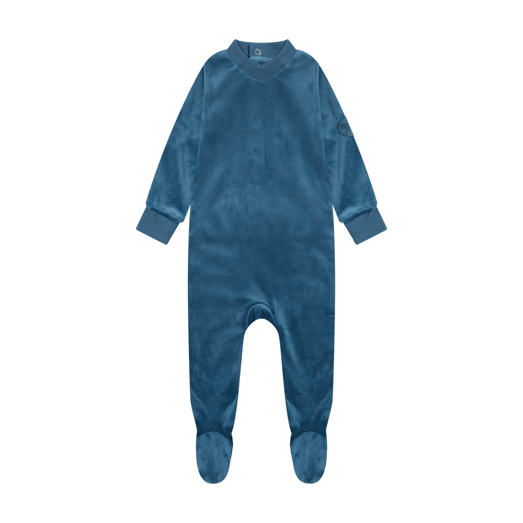 Zeebra Kids Footie Jellybeanzkids Zeebra Velour Footie- Cobalt Blue