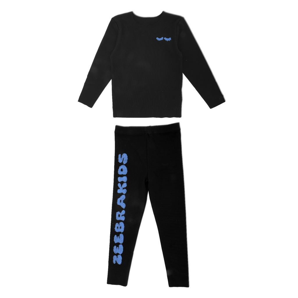 Zeebra Kids Pajamas Jellybeanzkids Zeebra Text Pajamas-Cobalt Blue