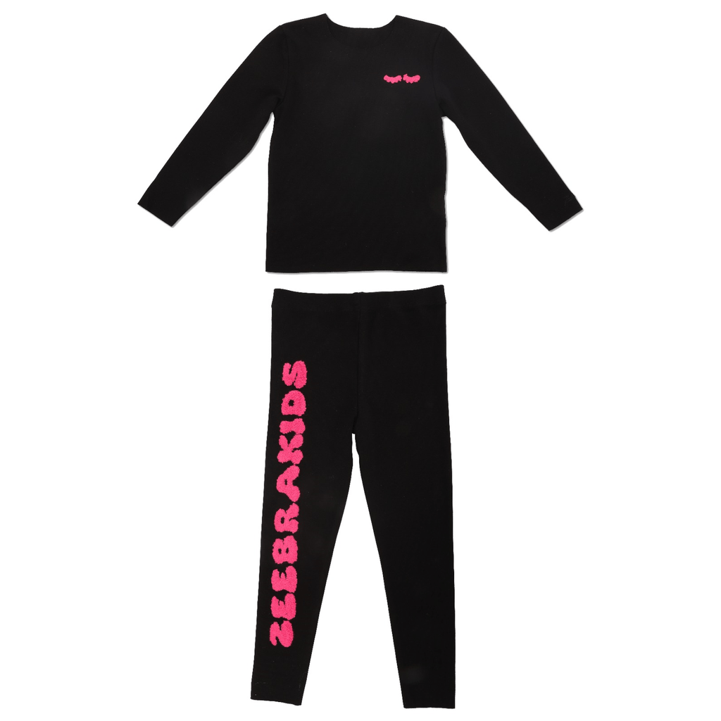 Zeebra Kids Pajamas Jellybeanzkids Zeebra Text Pajamas-Hot Pink