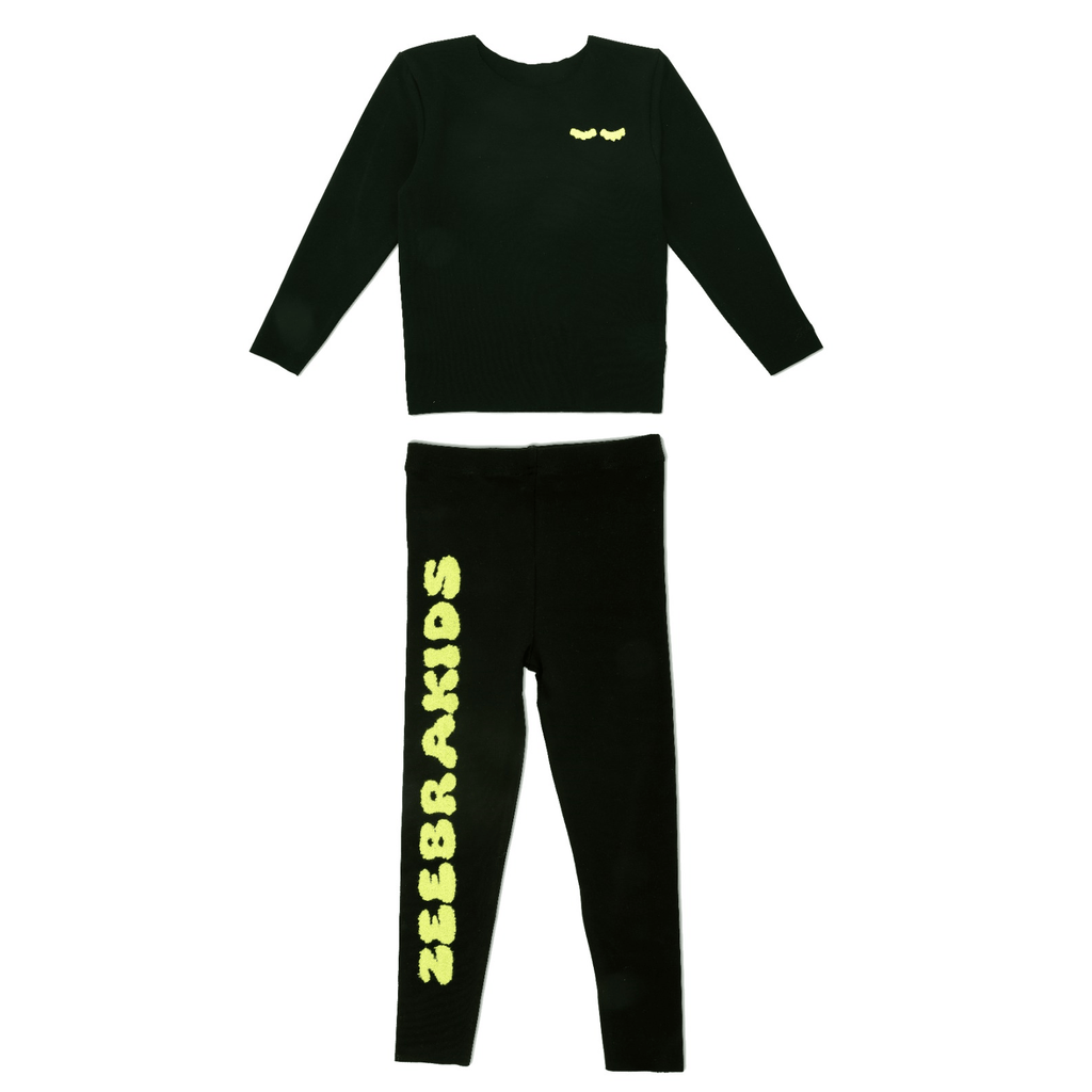 Zeebra Kids Pajamas Jellybeanzkids Zeebra Text Pajamas-Lime