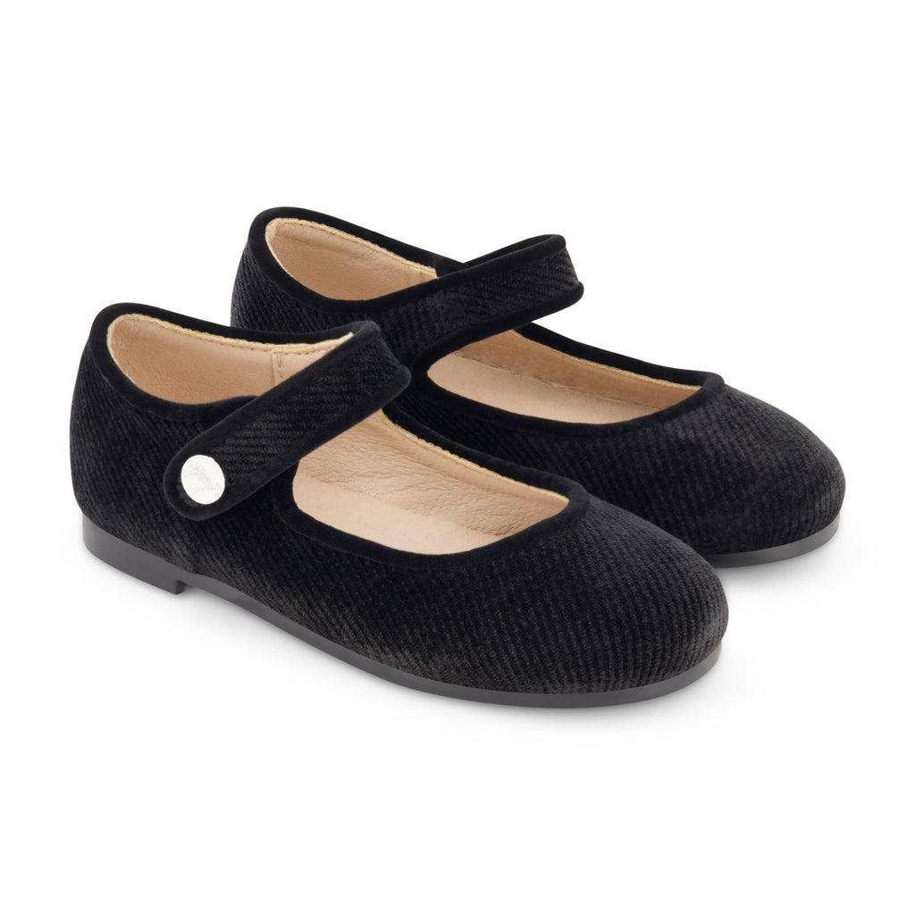 Zeebra Kids Shoes Jellybeanzkids Zeebra Corded Velvet Mary Jane- Black