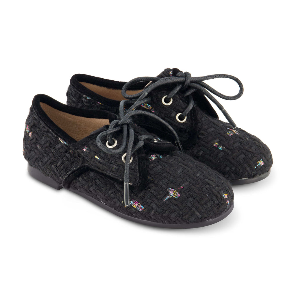 Zeebra Kids Shoes Jellybeanzkids Zeebra Woven Lace Up- Black