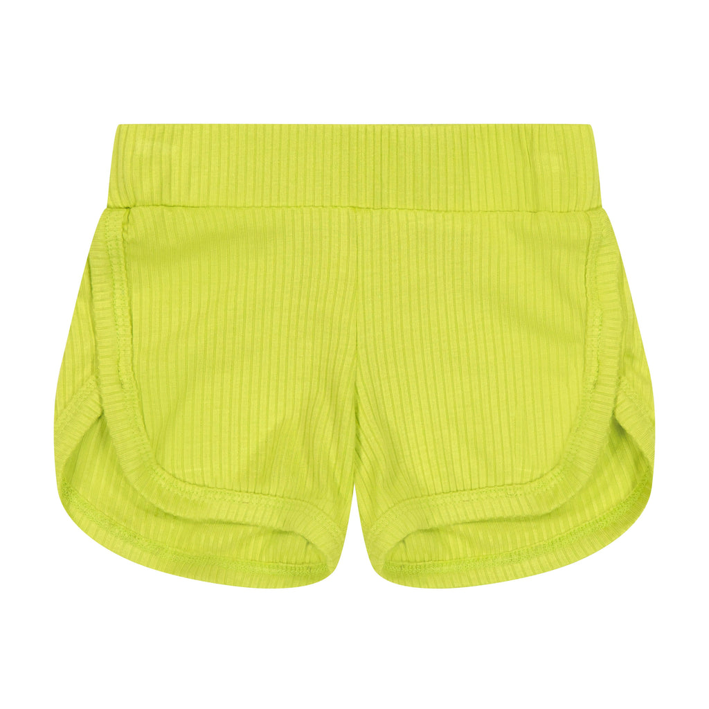 Zeebra Kids shorts Jellybeanzkids Zeebra Ribbed Track Shorts- Lime