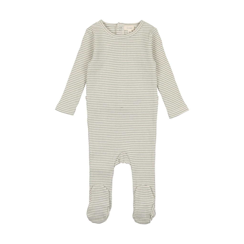 Analogie by Lil Legs Footie Jellybeanzkids Analogie Ribbed Footie- Green Stripe